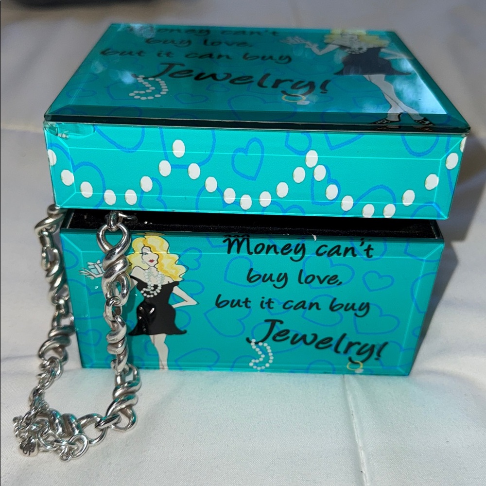 Fashionista Glass Jewelry Box with Fun Design. 5 x 4.5”, 3.75”Deep
